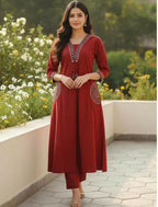 Miravan Womens Brown Straight Kurta Set | Grocsy