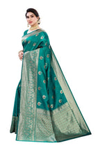 Vamika Banarasi Jacquard Weaving Green Saree (Siri Green) | Grocsy
