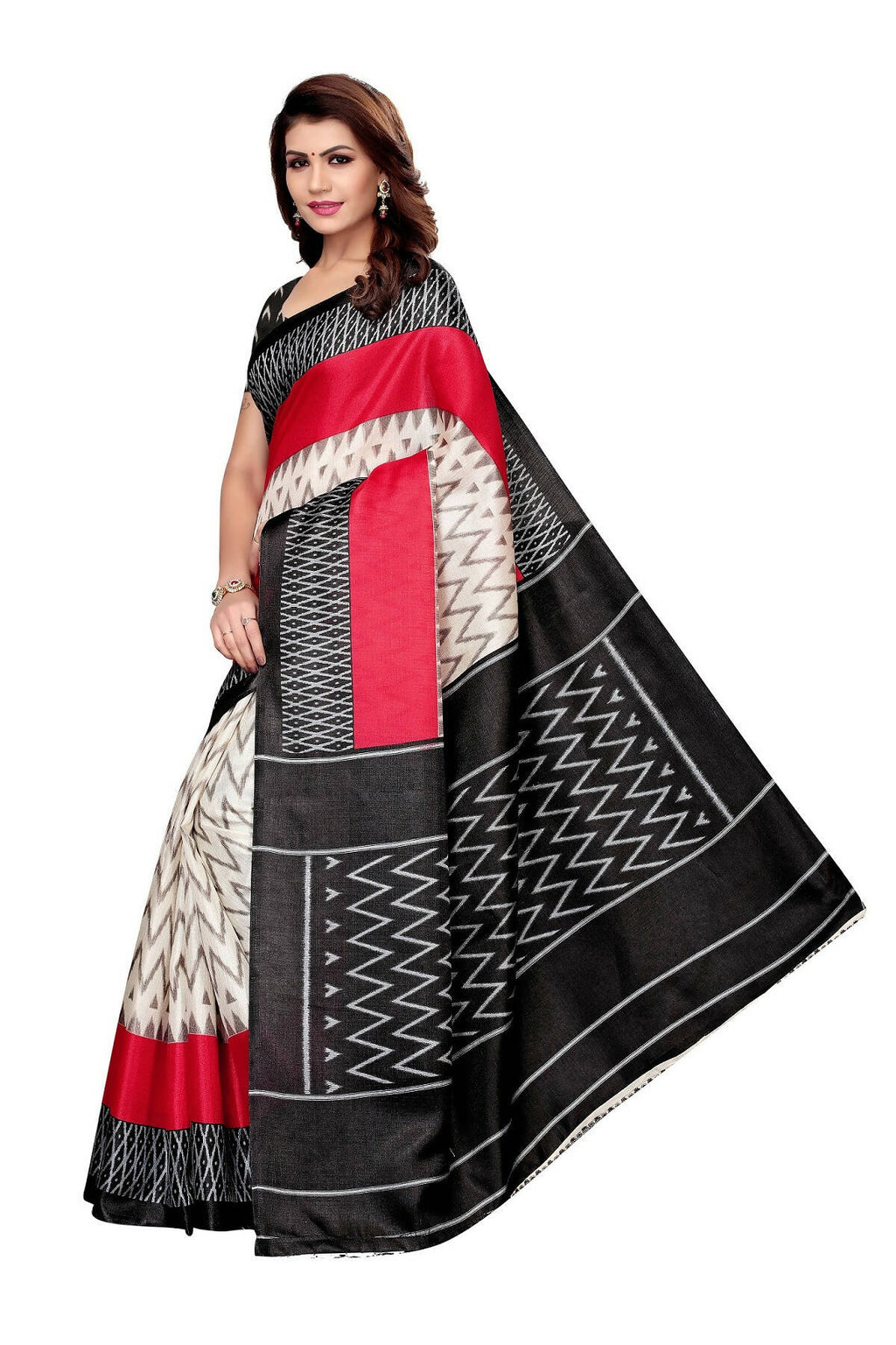 Vamika Multicolor Kalamkari With Jhalar Khadi Silk Saree | Grocsy