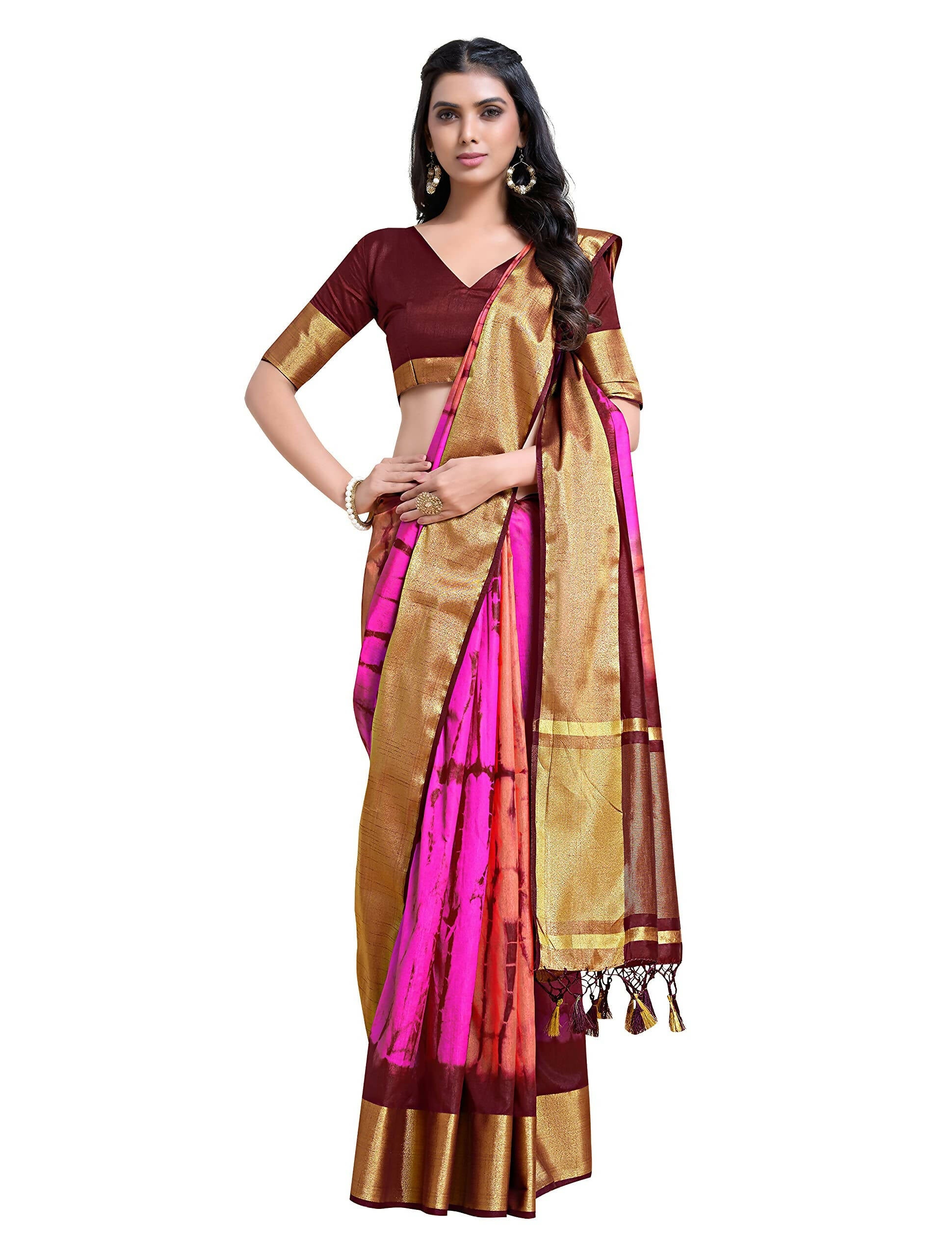 Mimosa Women's Banarasi Silk Multicolor Saree | Grocsy
