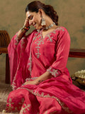 Indo Era Floral Embroidered Kurta With Trousers & Dupatta | Grocsy