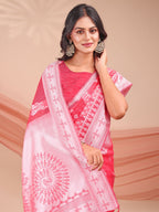 Shree Shyam Fashion Varnika Pink Linen Cotton Saree | Grocsy