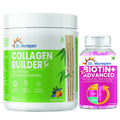 Dr. Morepen Biotin+ Advanced Tablets and Natural Collagen Builder, Orange Berry Flavour Combo | Grocsy