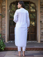 Juniper Women's White Cambric Printed Straight Kurta | Grocsy