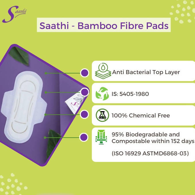 Saathi Bamboo Fiber Medium Flow Sanitary Napkins Pack | Grocsy