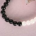 NVR Men & Women Black & White Marbel Crystal Elasticated Bracelet | Grocsy
