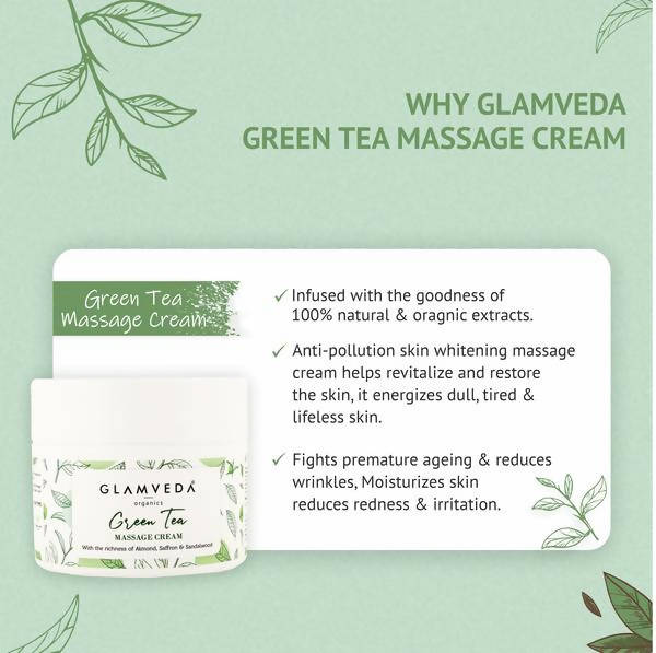 Glamveda Green Tea Recharge & Renew Massage Cream | Grocsy