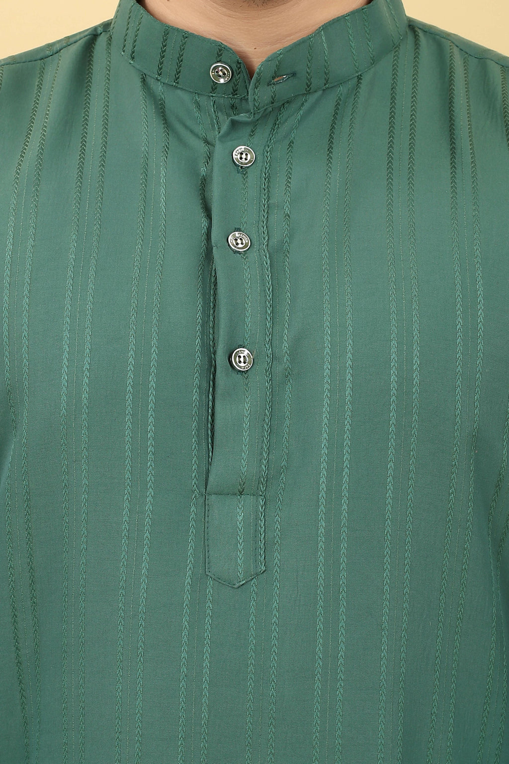 Green Viscose Polyester Solid Men's Kurta - Mahotsav | Grocsy