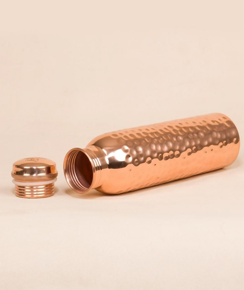Isha Life Hammered Copper Water Bottle - 950 ml | Grocsy