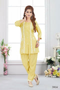 Joban Fashion Heavy Muslin Lemon Color Kurta Set | Grocsy