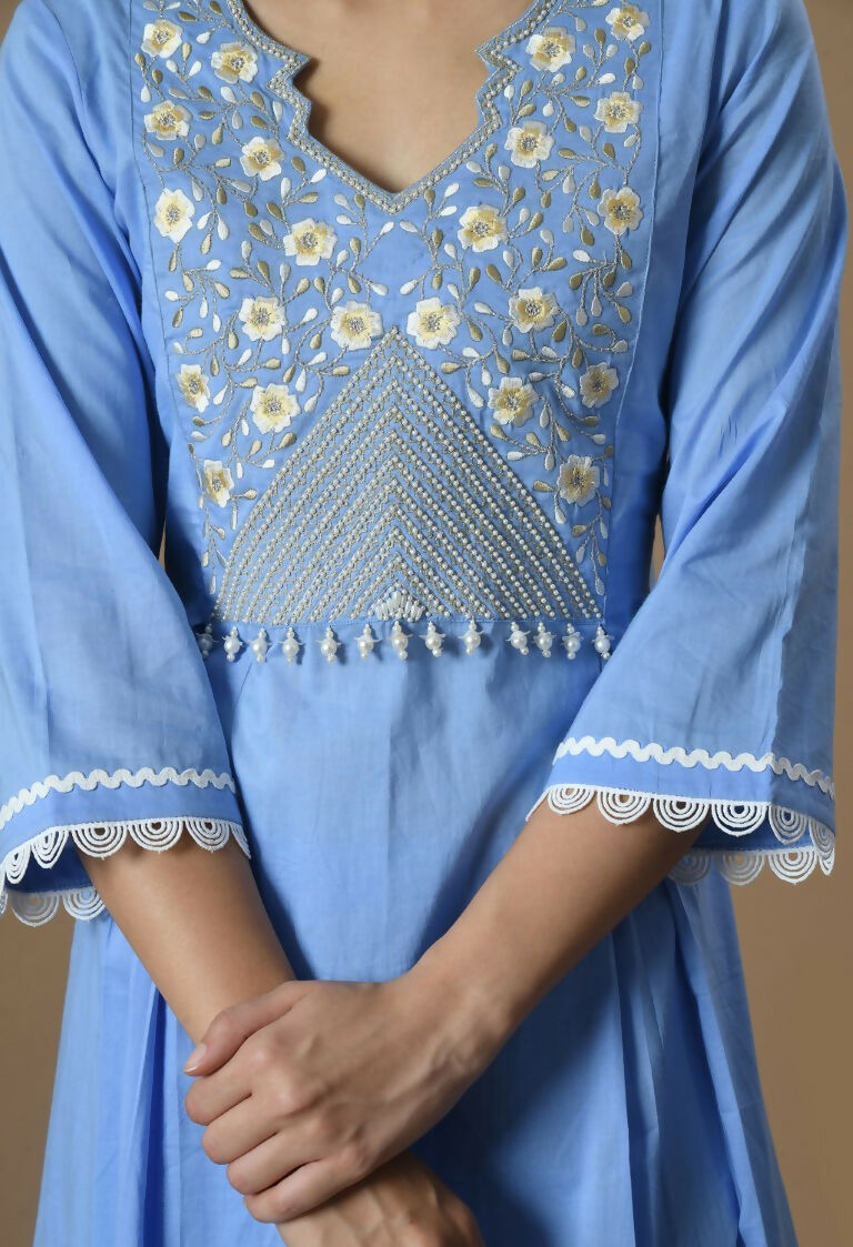 Joban Fashion L.Blue Cotton Kurta Set | Grocsy