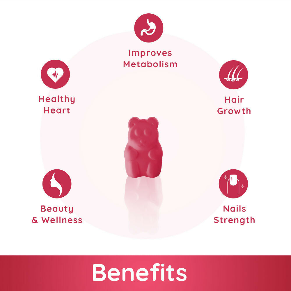 Purna Gummies Hair Biotin Cranberry Sugar Free Gummies with Vitamin B12 for Hair & Nail | Grocsy