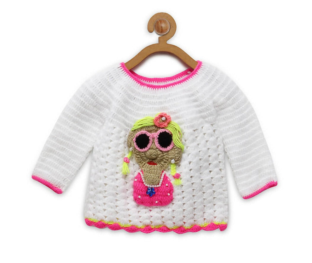 Chutput Kids White Coloured Solid Pullover with Missy Detail | Grocsy