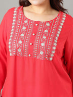 Sztori Floral Embroidered Yoke Design Sequined Straight Kurta | Grocsy