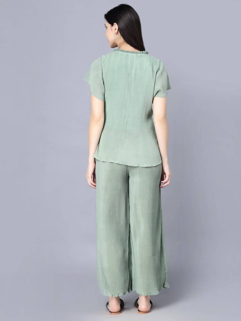 Myshka Women Green Top with Palazzos | Grocsy