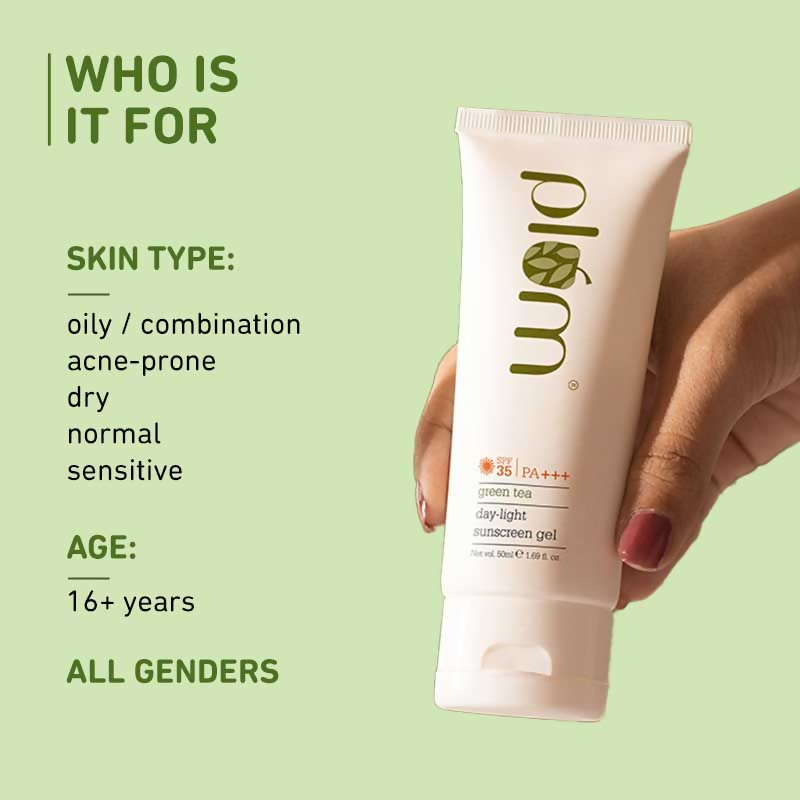 Plum Green Tea Day-Light Broad Spectrum Sunscreen Gel SPF 35 PA+++ UVA/B | Grocsy