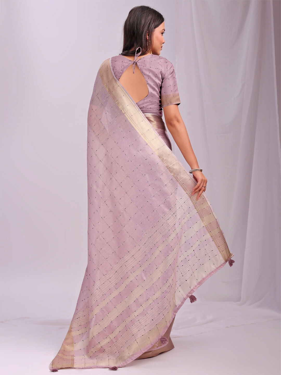 Shree Shyam Fashion Organza Light Pink Saree | Grocsy