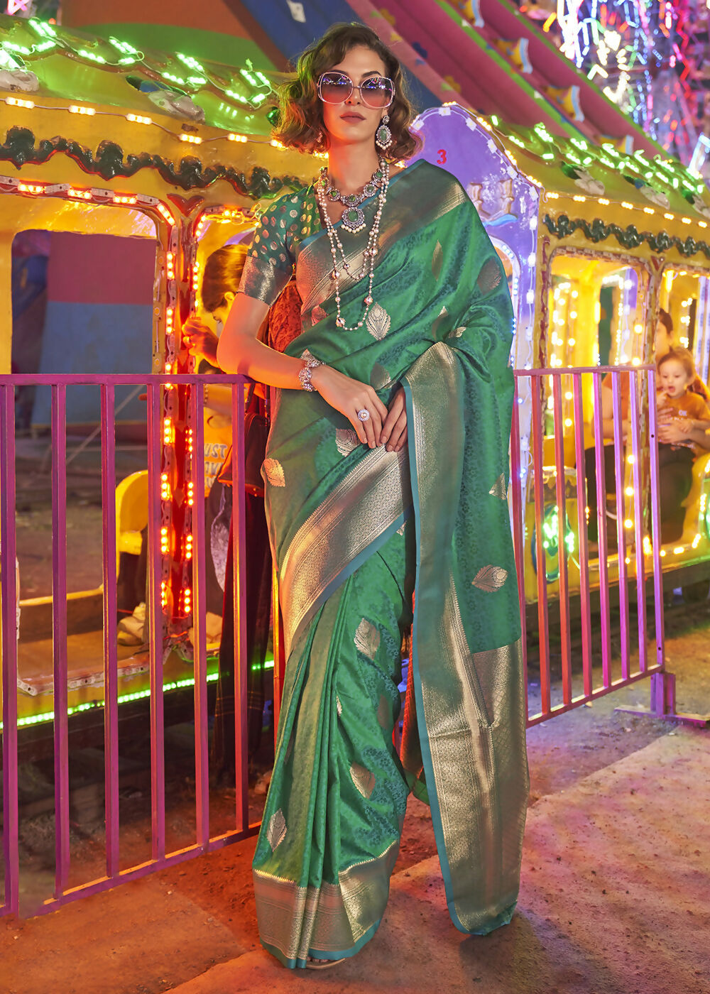 Beautiful Green Handloom Weaving Silk Saree - Emponline | Grocsy