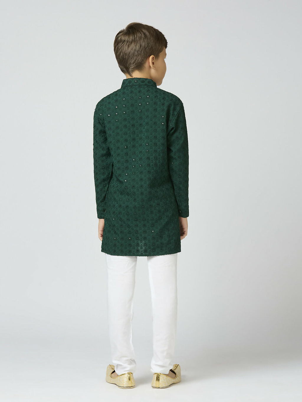 Joban Fashion Kids Island Full Sleeves Cotton Kurta and Pyjama Set with Sequin work - Green | Grocsy
