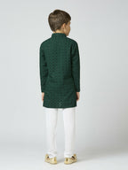 Joban Fashion Kids Island Full Sleeves Cotton Kurta and Pyjama Set with Sequin work - Green | Grocsy