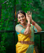Arfa Fashion House Mustered With Contrast Border Lichi Silk Jacquard Work Saree | Grocsy