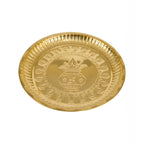 Spillbox Gold-Toned Brass Kumbham Embossed Round Thali Pooja Essential | Grocsy