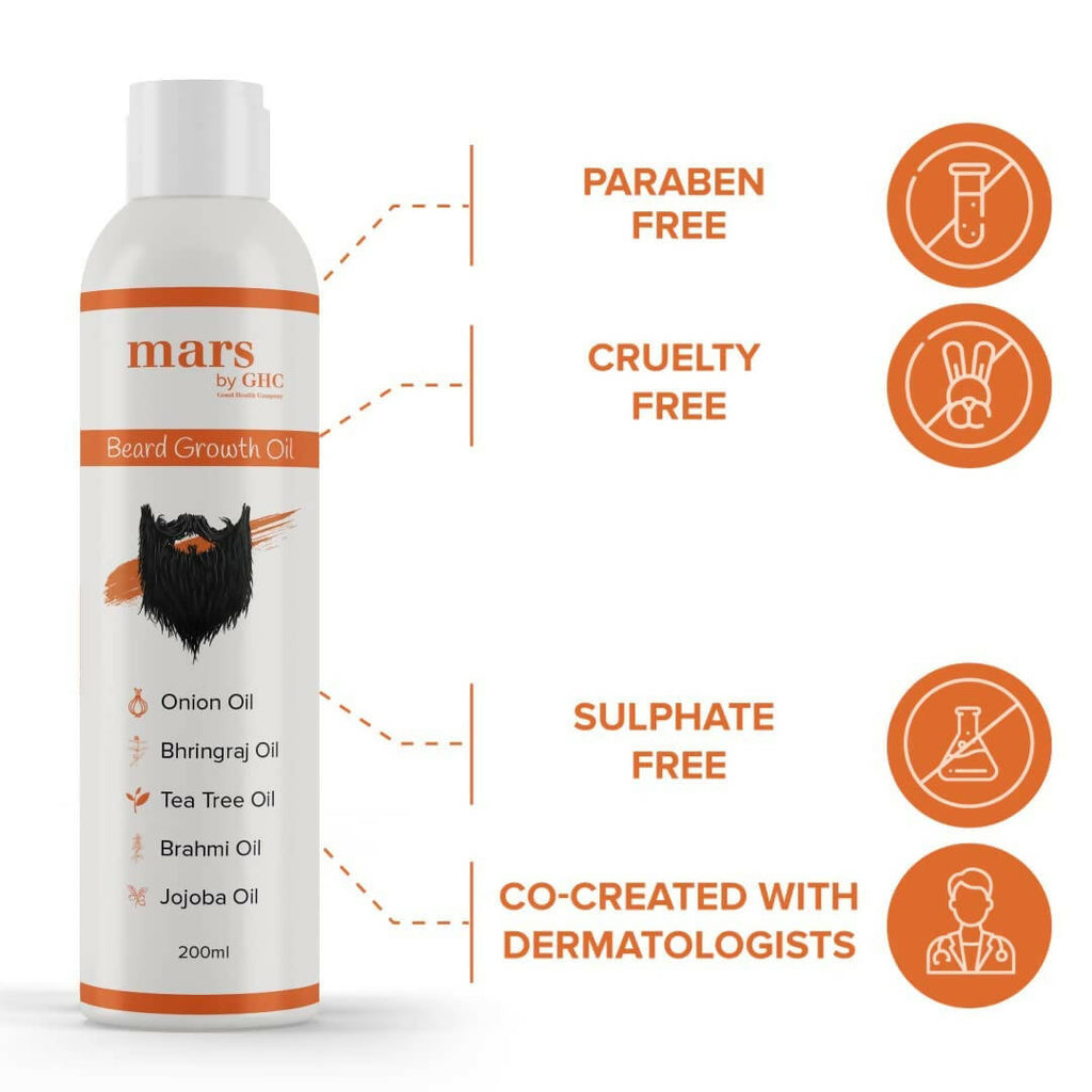 Mars By GHC Beard Growth Oil with Onion, Bhringraj, Tea Tree Oil | Grocsy