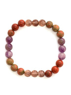 Red Carnelian, Lapis Lazuli, Amethyst and Green Avanturine Multicoloured Cyrstal Beads bracelet - Ruby Raang | Grocsy