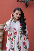 Teeya Creation Womens New Trendy Summer War Printed Cotton Gown Set-Red | Grocsy