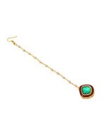 Ruby Raang Green and Red Meenakari Kundan Maang tikka | Grocsy