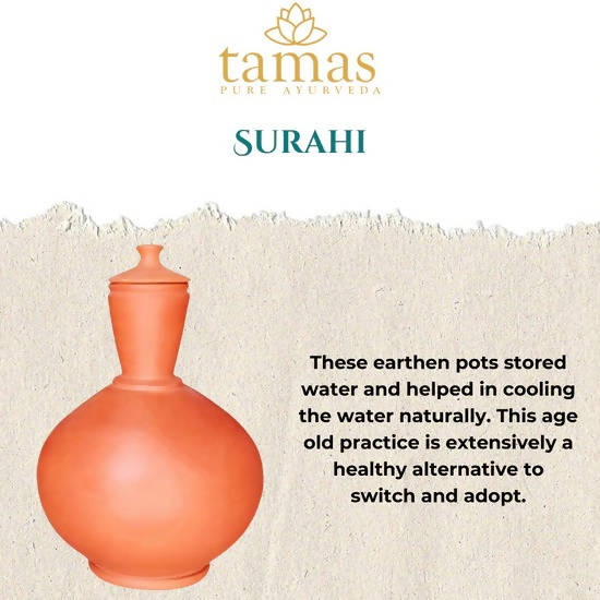 Tamas Handmade & Eco-Friendly Earthen Surahi With Clay Lid | Grocsy
