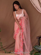 Vamsee Murari Peach Super Net Saree | Grocsy