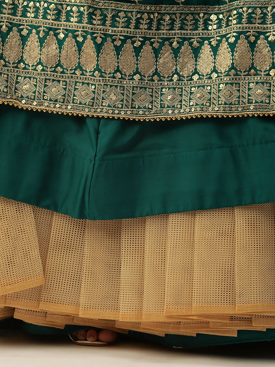 House of Panchhi Green Pure Georgette Sequins Embroidered Lehenga | Grocsy