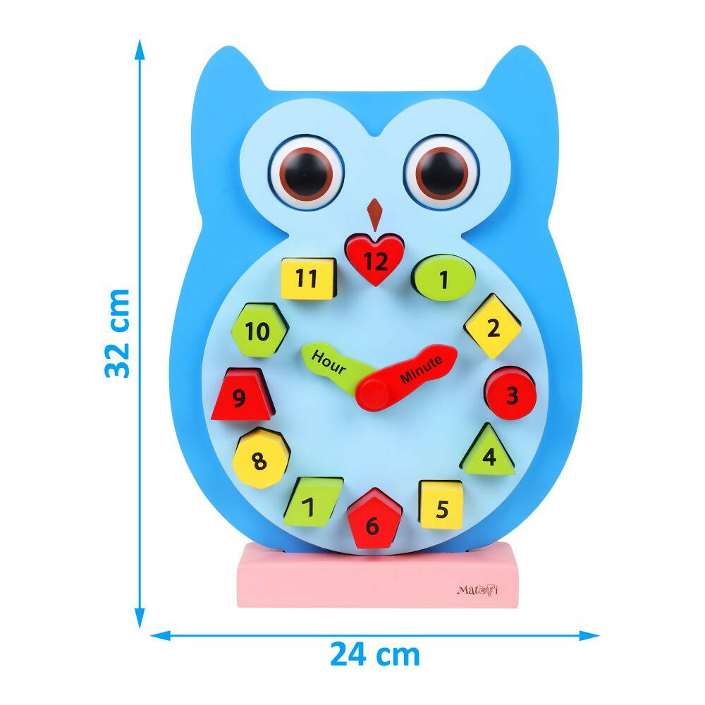 Matoyi Wooden Colorful Owl Clock With Magnetic Blocks | Grocsy
