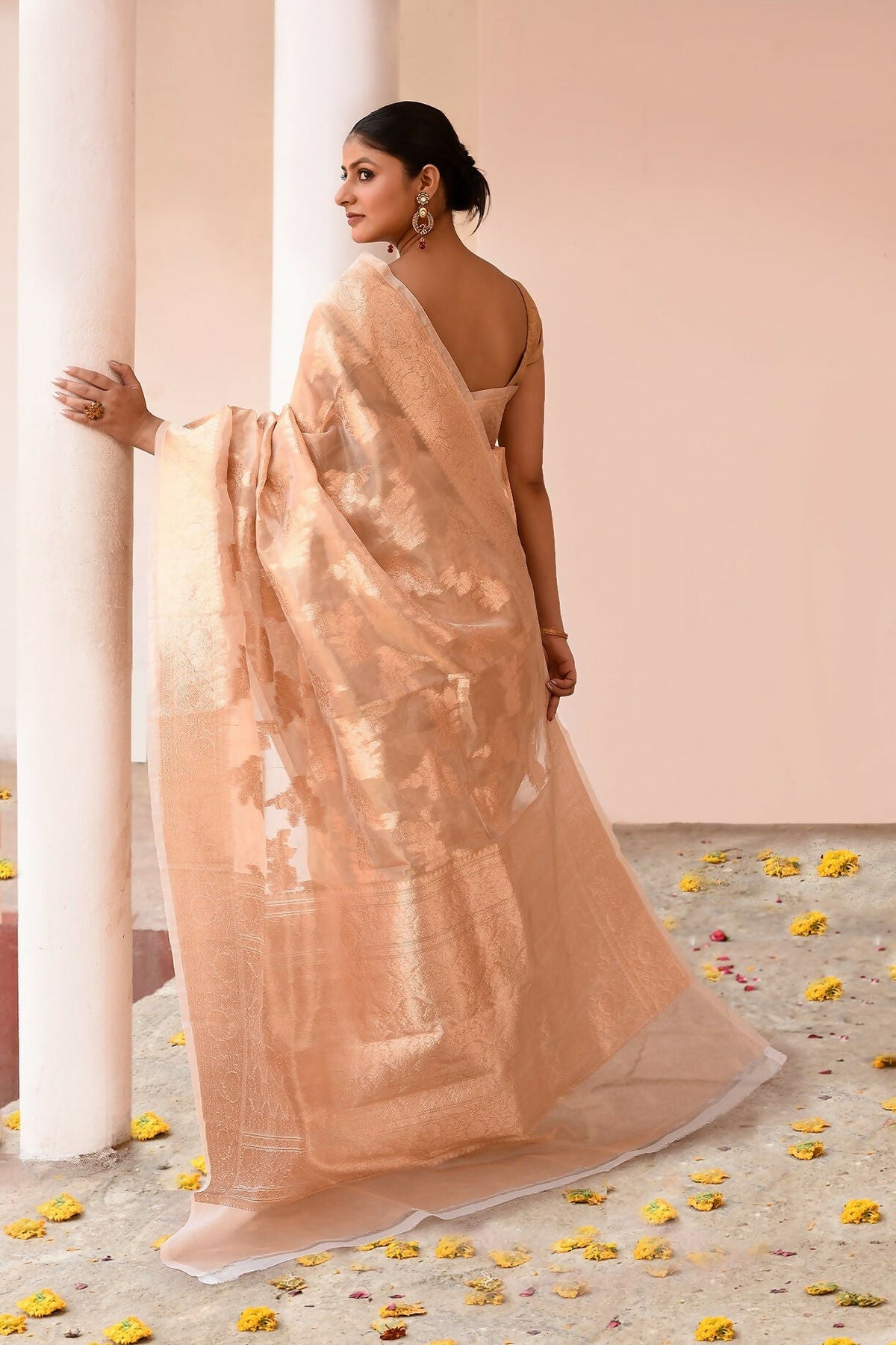 Joban Fashion Gold Banarasi Tissue Saree | Grocsy