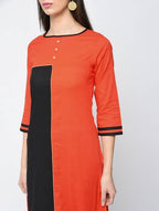 Aniyah Cotton Block Orange Straight Kurta (AN-124K) | Grocsy