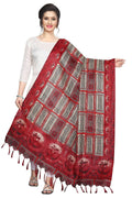Vamika Traditional Red Printed Khadi Bhagalpuri Dupatta | Grocsy