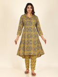 Aramya High Low Rayon Geometric Print Women's Kurta - Yellow | Grocsy