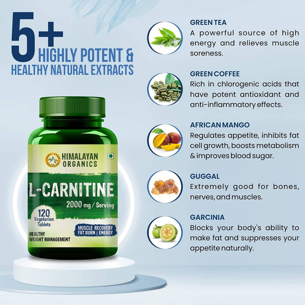 Himalayan Organics L Carnitine 2000mg/Serving Tablets | Grocsy