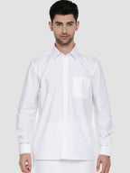 Ramraj Cotton Mens Full Sleeve Formal Poly Cotton White Shirt | Grocsy