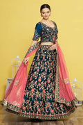 Blue Silk Semi-Stitched Wedding Bridal Lehenga - Nimaya | Grocsy