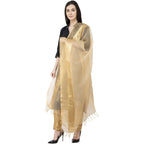 A R Silk VNS Tissue Zari Fancy Dupatta Golden Color Dupatta or Chunni | Grocsy
