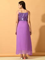 Myshka Women's Lavender Empire Party Dress | Grocsy