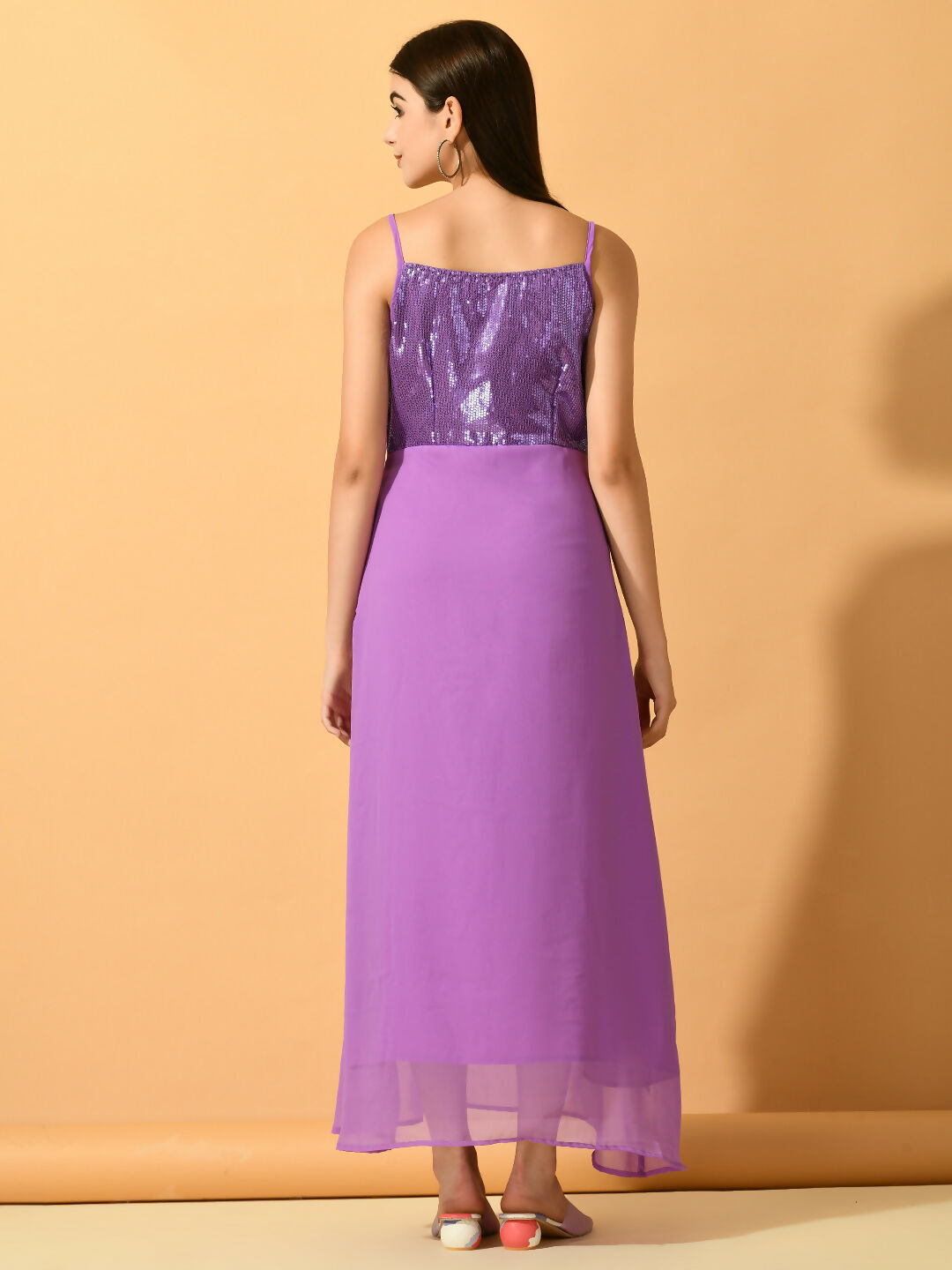 Myshka Women's Lavender Empire Party Dress | Grocsy
