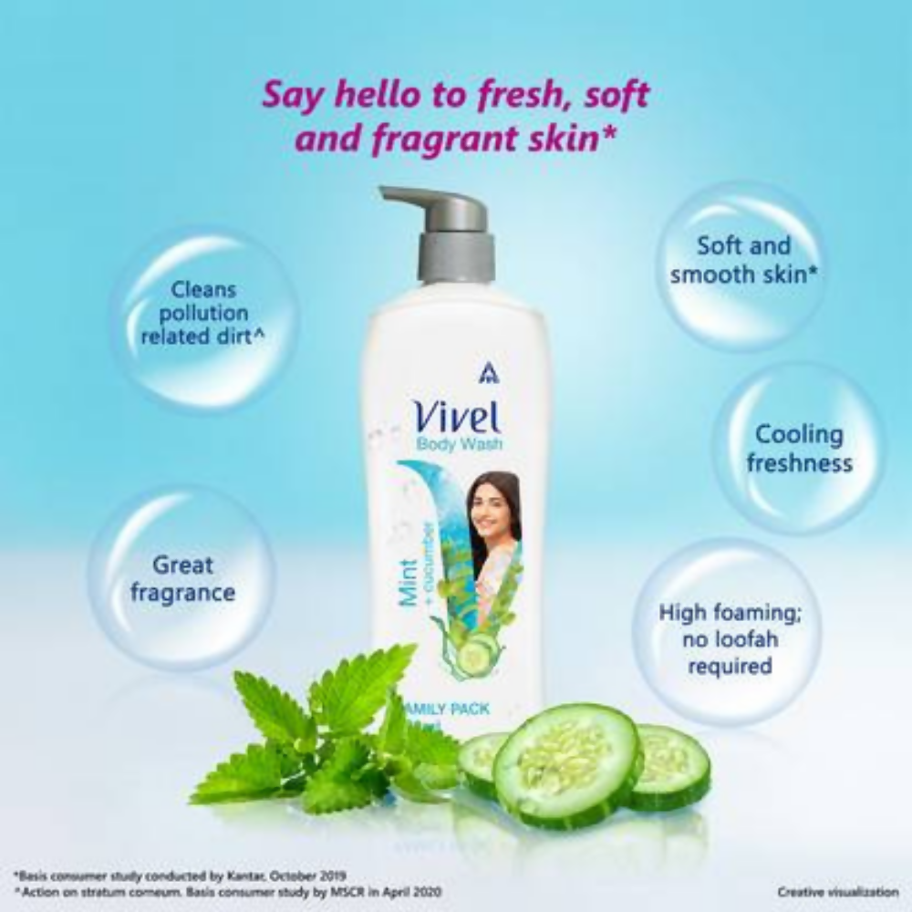 Vivel Body Wash, Lavender & Almond Oil And Mint & Cucumber, Shower Creme Combo Pack | Grocsy