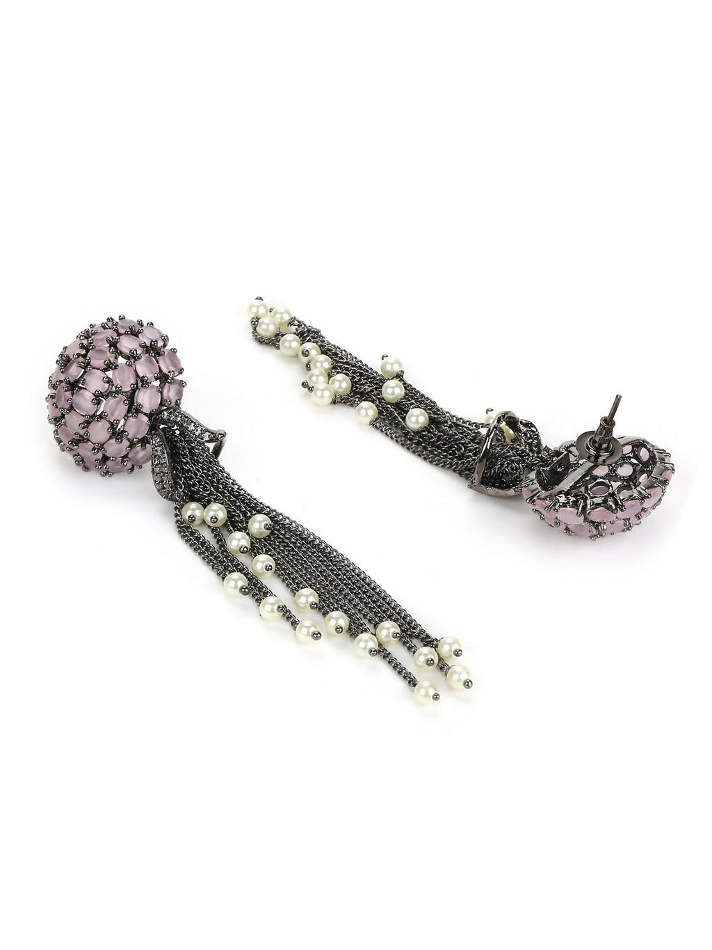 Blush Purple Stone Earrings with Pearls- Ruby Raang | Grocsy