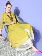 Janasya Women Elegant Mustard Woven Design Dobby Weave Kurta | Grocsy