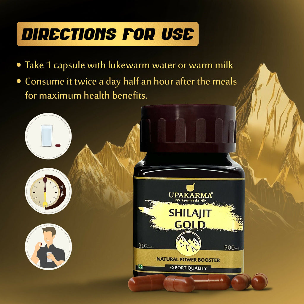 Upakarma Ayurveda SJ Gold Capsules For Power, Stamina, Muscle Growth & Energy | Grocsy