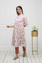 Myshka Women Cotton A-Line Round Neck Multi Floral Kurtas | Grocsy
