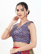 Joban Fashion Purple Silk Padded Blouse With V Neck Sleeveless | Grocsy